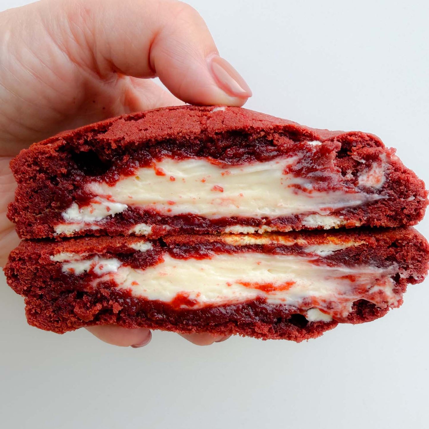 Red Velvet Cream Cheese Stuffed Cookie